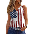 Ovazly Women 4th of July V-Neck Tank Tops American Flag Print Vest USA Flag Sleeveless Tee Patriotic Summer Shirts