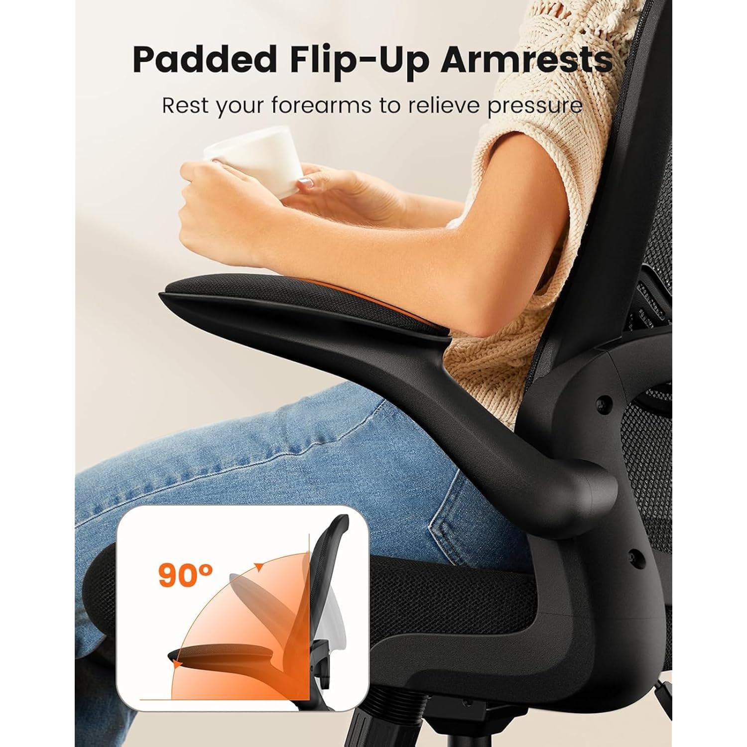 Ergear Drafting Chair, Standing Desk Chair With Flip-Up Armrests, High Desk Chair Adjustable Height, Ergonomic Tall Office Chair With Lumbar Support And Adjustable Footrest Ring