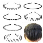 Metal Headbands For Men Fashion Headband For Women, Unisex Wavy Hair Bands Outdoor Sports Head Bands Simple Elastic Non-Slip Hair Accessories (6 Pack)
