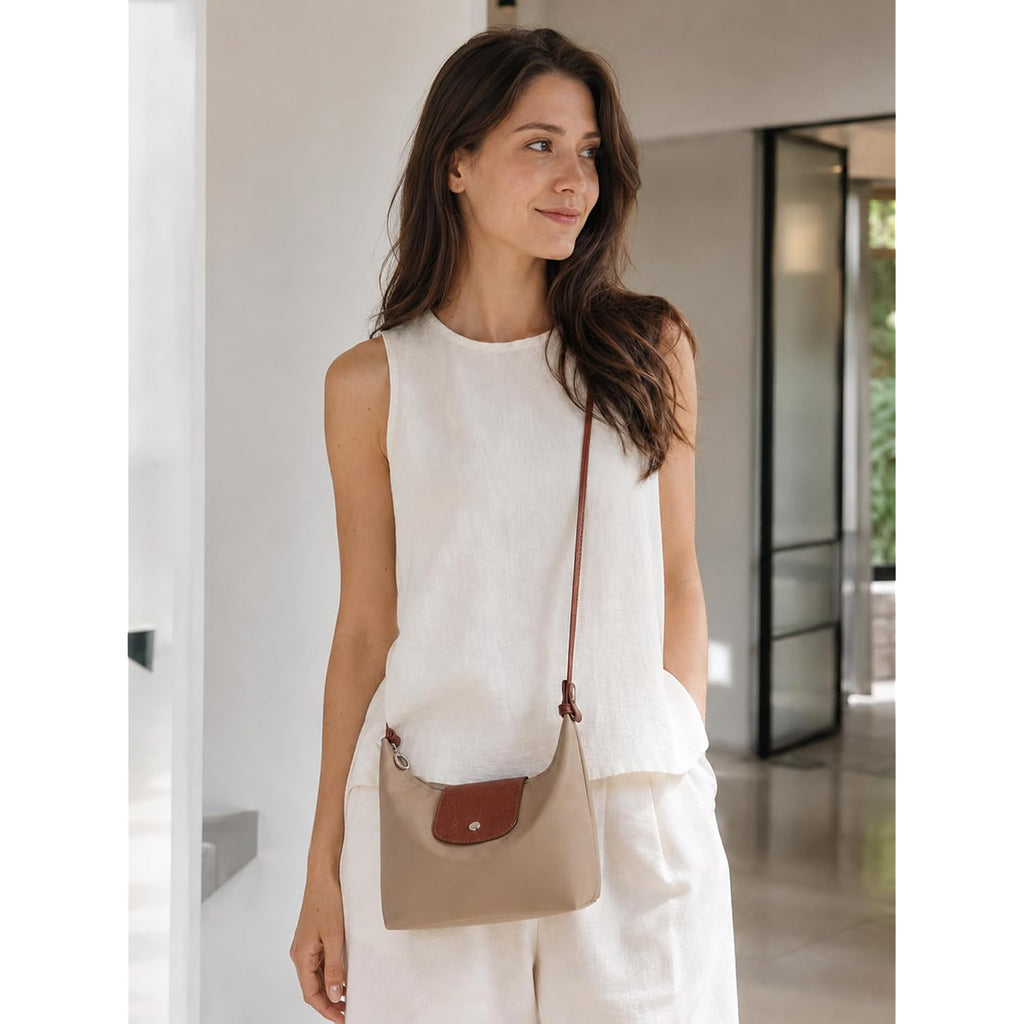 Mini Nylon Handbag For Women Crossbody, Small Shoulder Bag With 2 Straps, Convertible Dumpling Purse, Crescent Underarm Bag