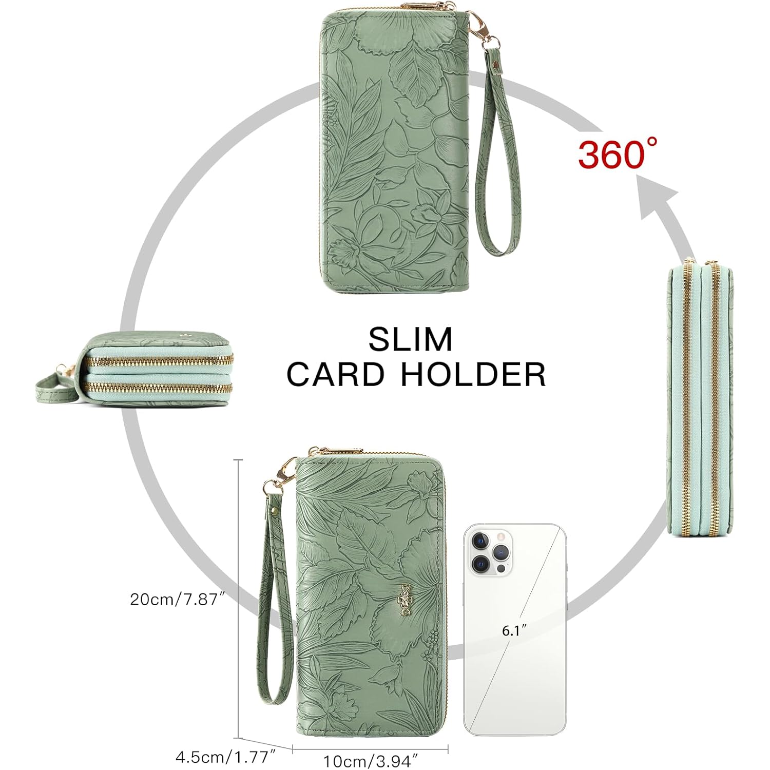 RNIEGA Wallet for Women Clutch Double Zip Around Credit Card Holder Leather Women's Wallet Large Capacity