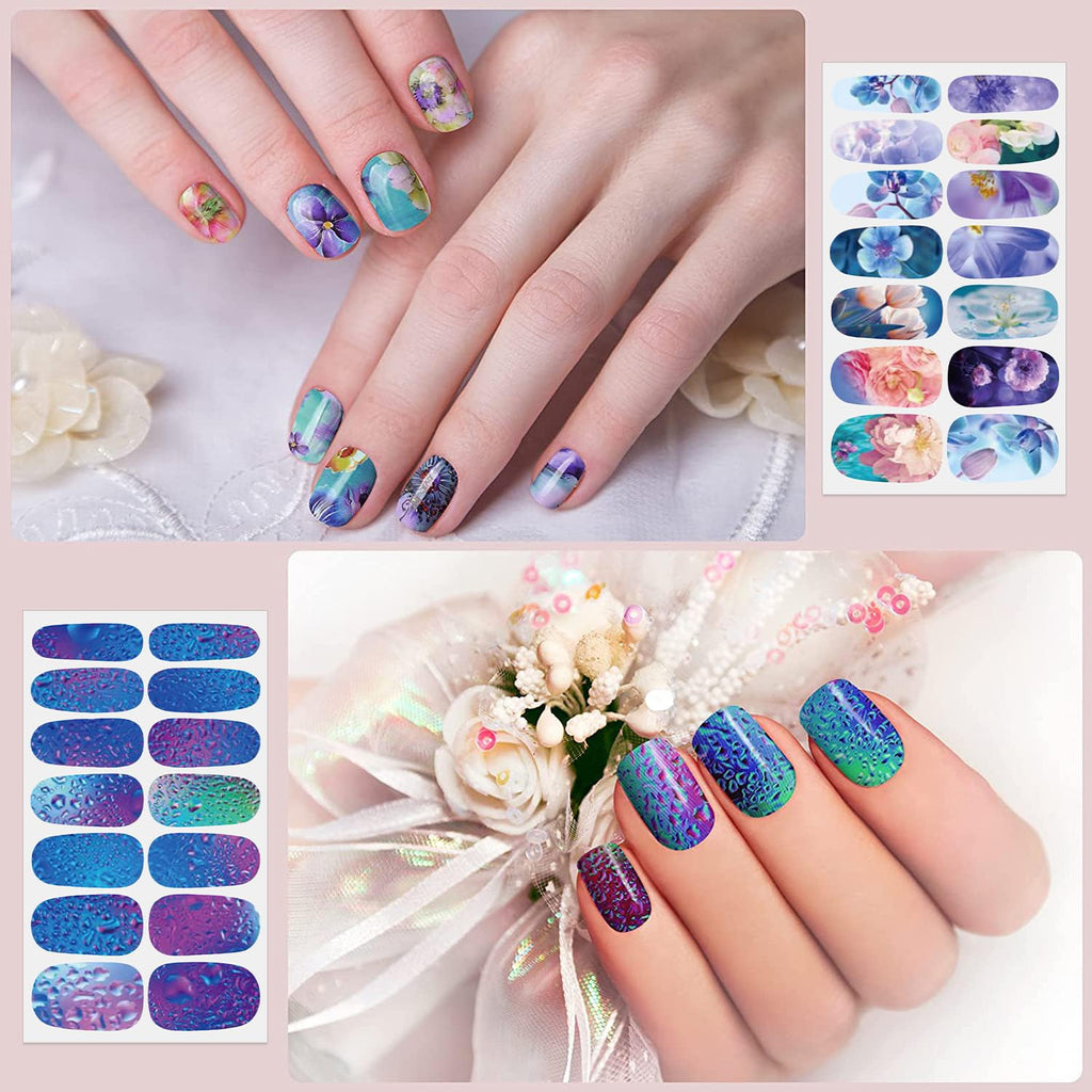 12 Sheets Nail Polish Strips Self Adhesive Gel Nail Stickers Full Nail Wraps for Women Girl Graffiti Gradient Starry Sky Nails Design Gel Strips Manicure Nail Art Accessories