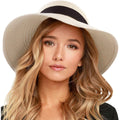 FURTALK Womens Beach Sun Straw Hat UV UPF 80+ Travel Foldable Brim Summer UV Hat