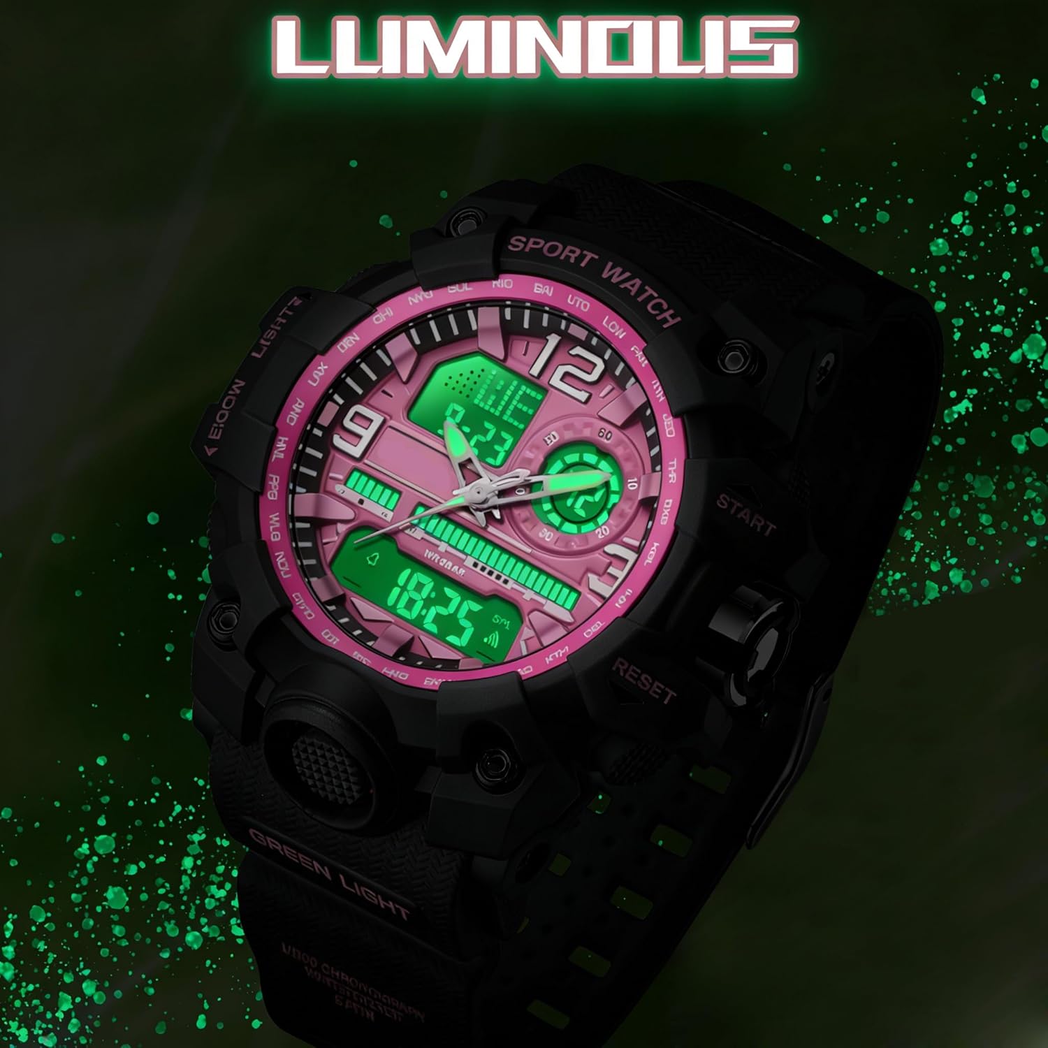 findtime Women's Sport Watch Digital Waterproof Watches Military Watches Analog Outdoor Wrist Watch LED Luminous Alarm Stopwatch Dual Time Wristwatch