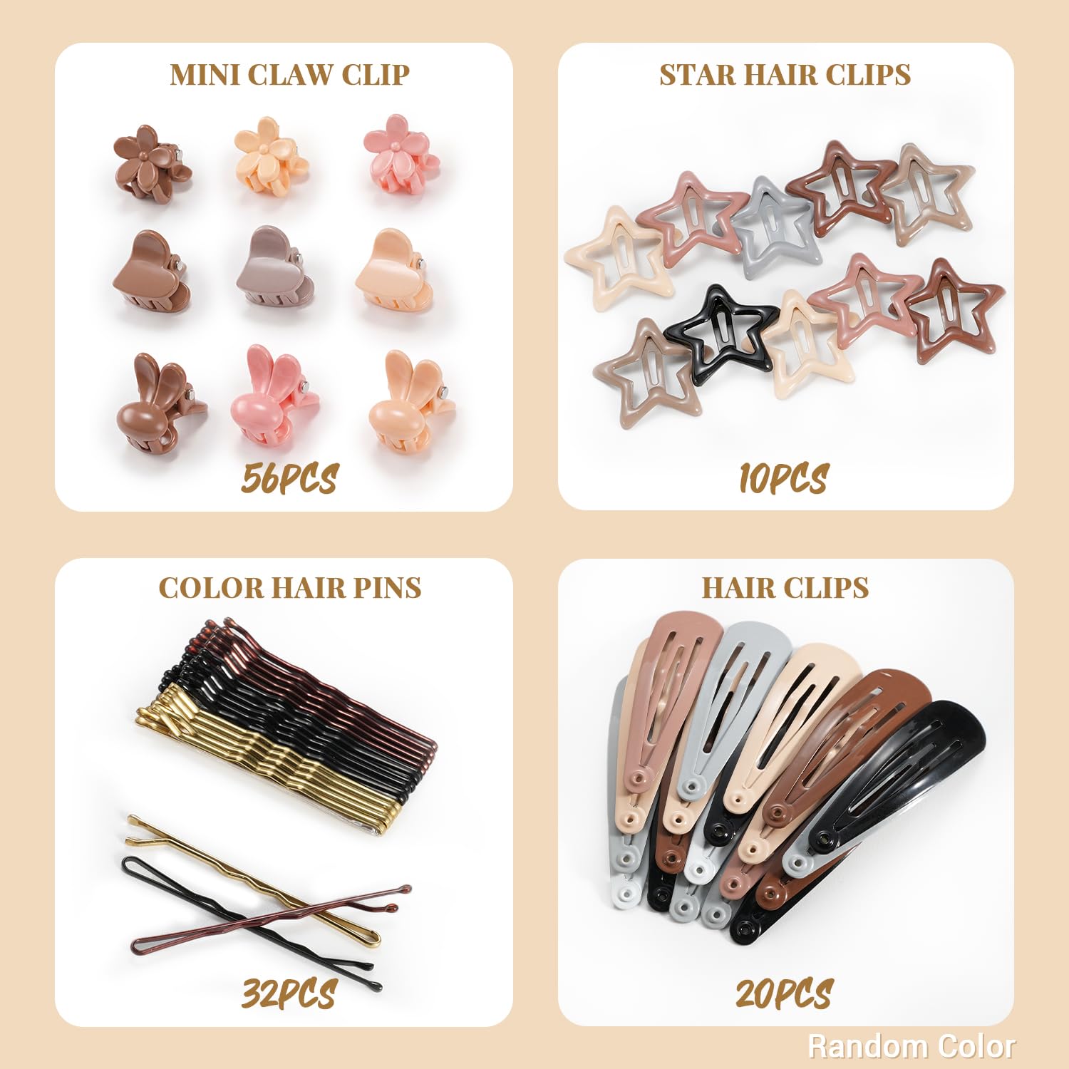 Ikoco 822Pcs Hair Accessories For Girls, Elastic Hair Ties With Neutral Color Clips And Tools