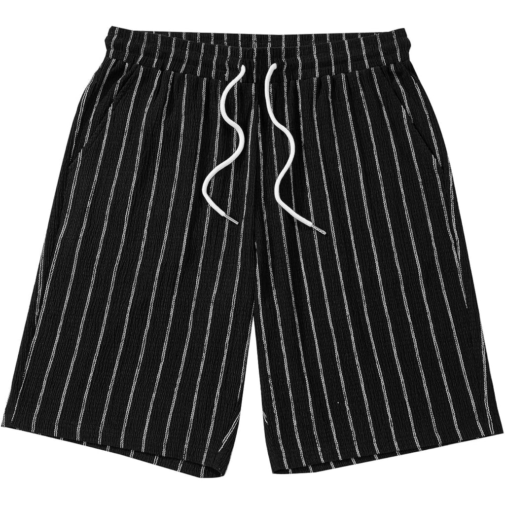 Jmierr Men’S Casual Stripes Shorts Relaxed Fit Elastic Waist Drawstring Shorts