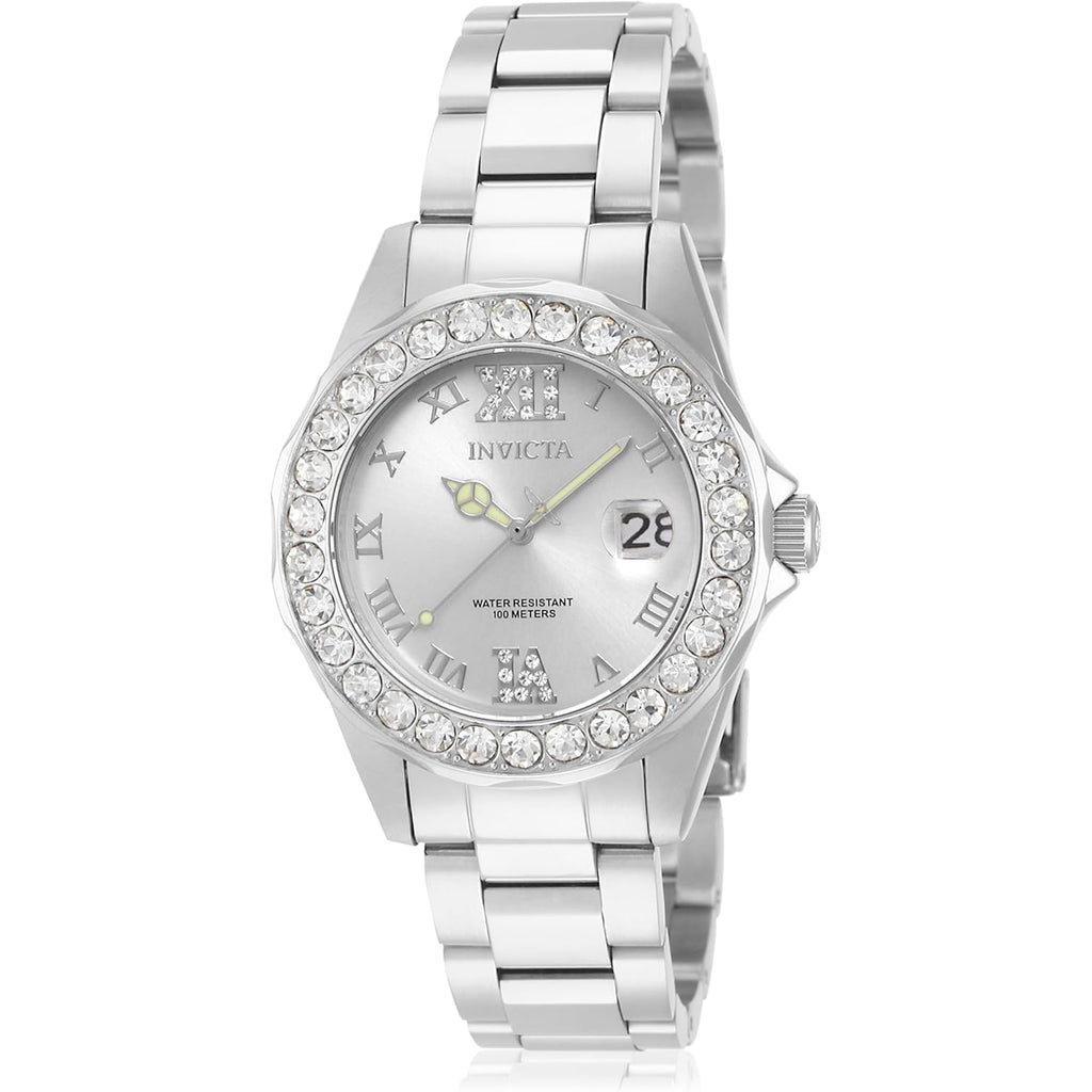 Invicta Women'S 15251 Pro Diver Silver Dial Crystal Accented Stainless Steel Watch