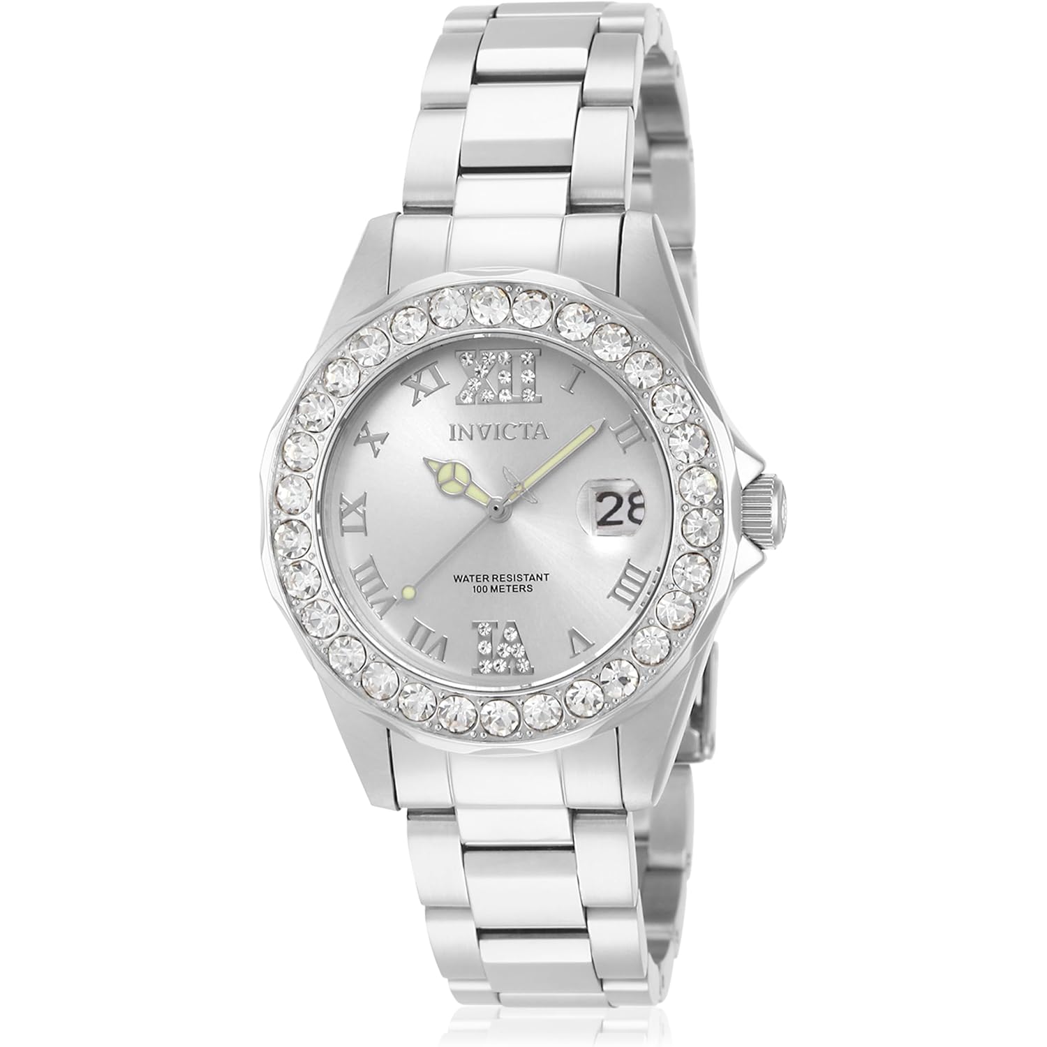 Invicta Women'S 15251 Pro Diver Silver Dial Crystal Accented Stainless Steel Watch