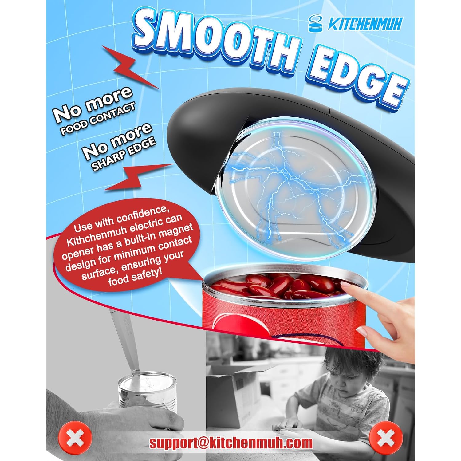 One Touch Electric Can Opener Fits All Can Sizes For Seniors With Arthritis, Battery Operated Can Opener With Smooth Edge, Food Safe Kitchen Gadgets Automatic Can Opener For Kitchen