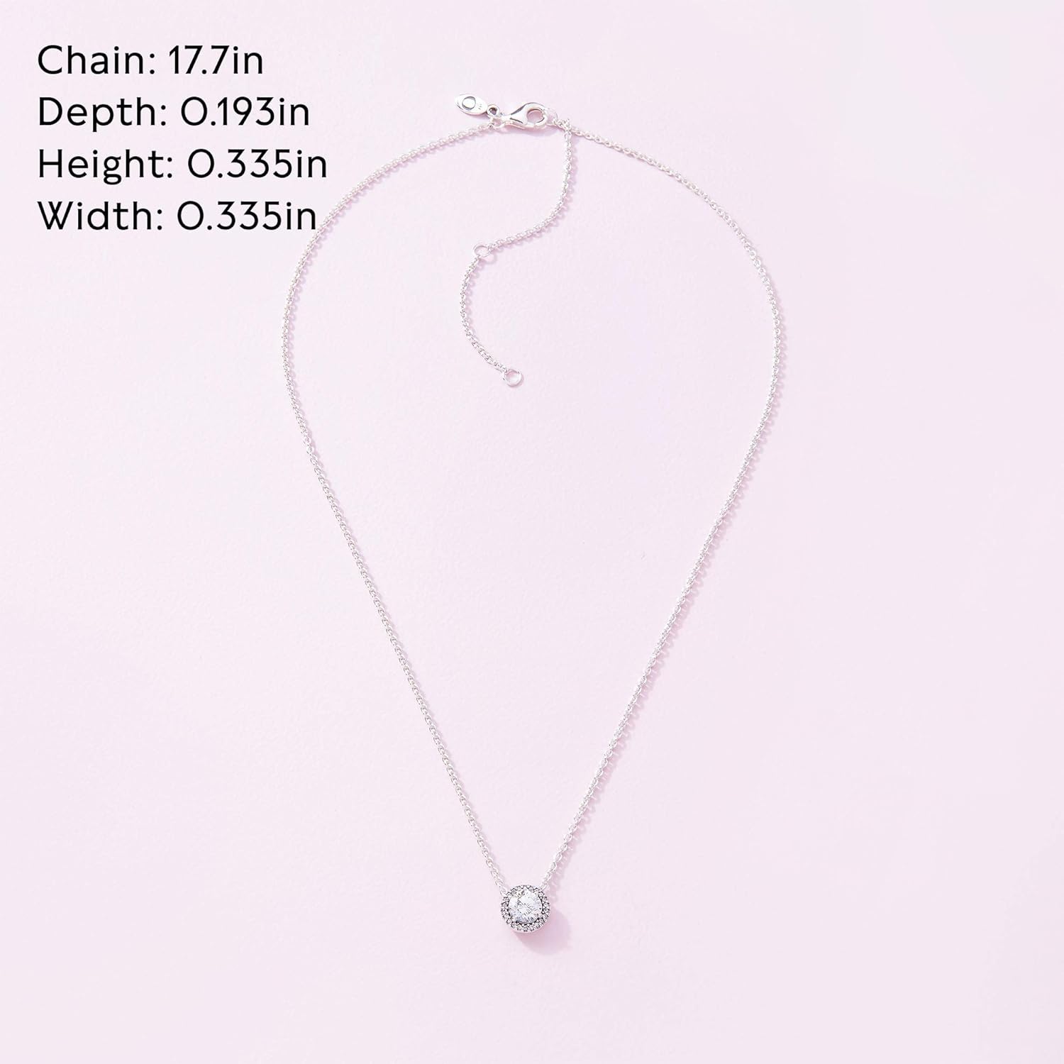 PANDORA Round Sparkle Halo Necklace - Adjustable Necklace with Lobster Clasp - Gift for Her - Sterling Silver & Cubic Zirconia - With Gift Box - 17.7"