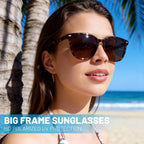 Retro Polarized Sunglasses For Women Men Big Frame Vintage Style Trendy Shade Uv400 Protection Lens Sun Glasses