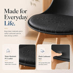 Dining Chairs Set Of 4, Modern Upholstered Dining Room Chairs With Pu Leather Padded Seat, Armless Kitchen Chairs With Curved Backrest And Solid Wood Legs For Dining Room, Kitchen, Apartment, Black
