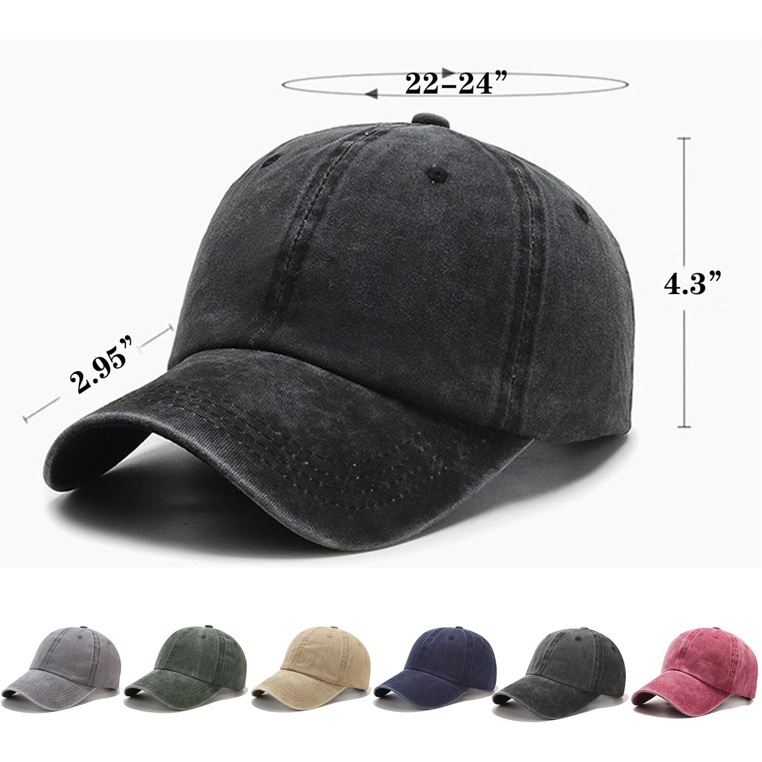 5/6 Packs Vintage Washed Plain Baseball Cap Distressed Dad Golf Hat for Men Women