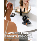 Portable Handheld Turbo Fan - 5 Speed Mini Personal Fan With Strong Airflow, Foldable 3 In 1 Rechargeable Battery Operated Trave Essentials Hand Fans For Indoor/Outdoor Use, Black