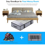 Onlyeasy Foldable Underbed Bags 2 Pack - Blankets Clothes Comforters Storage Bag Breathable Zippered Organizer For Bedroom With Clear Window And 4 Handles, 39.4X19.7X5.9 In, Linen-Like Grey, Mxdubbp2