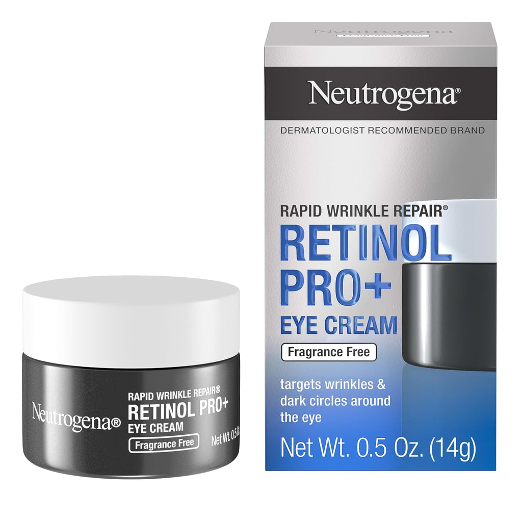 Neutrogena Rapid Wrinkle Repair Retinol Pro+ Anti-Wrinkle Eye Cream, Targeted Eye Cream For Wrinkles & Dark Circles, Formulated Without Fragrance, Dyes, Phthalates, And Parabens, 0.5 Oz