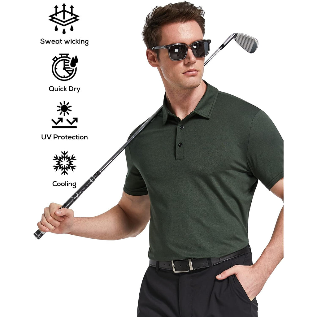 Telaleo 4/5 Pack Mens Polo Shirts Quick Dry Short Sleeve Golf T Shirt Performance Moisture Wicking Casual Workout