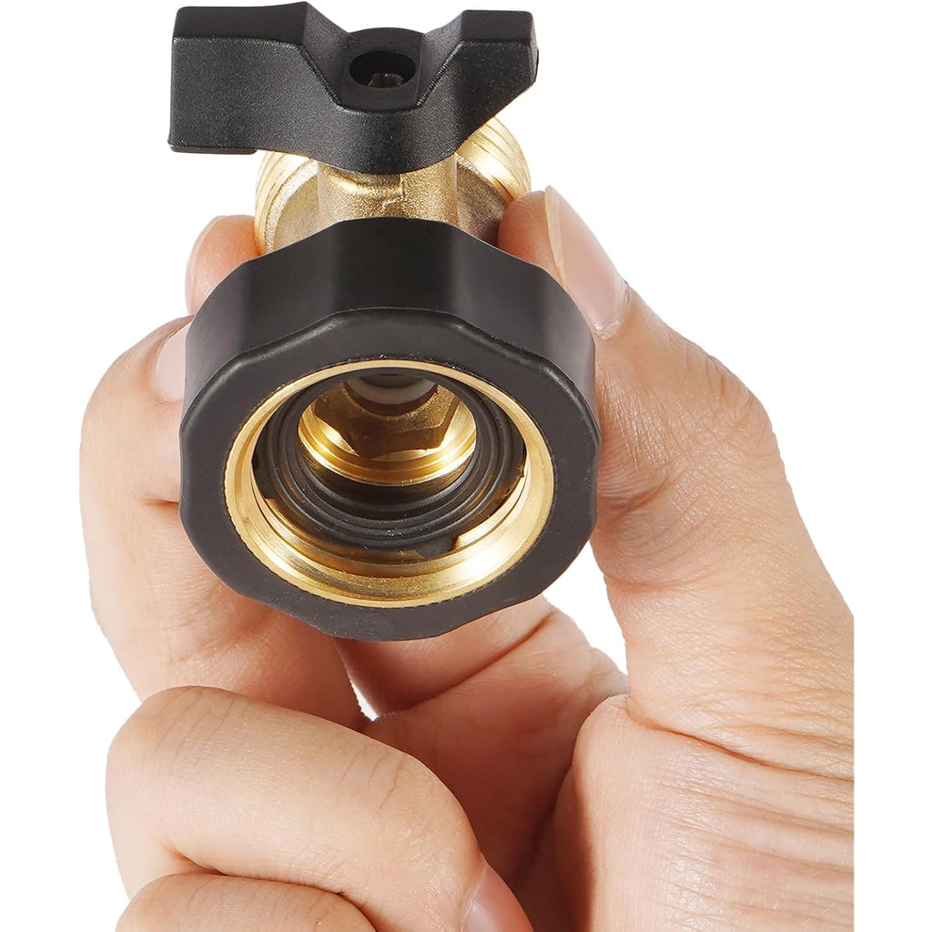 2 Pack Garden Hose Shut Off Valve, Easy Grip Rubber Handle | 3/4" Heavy Duty Solid Brass Fittings Water Hose Shutoff Valve With 4 Pcs Hose Washers