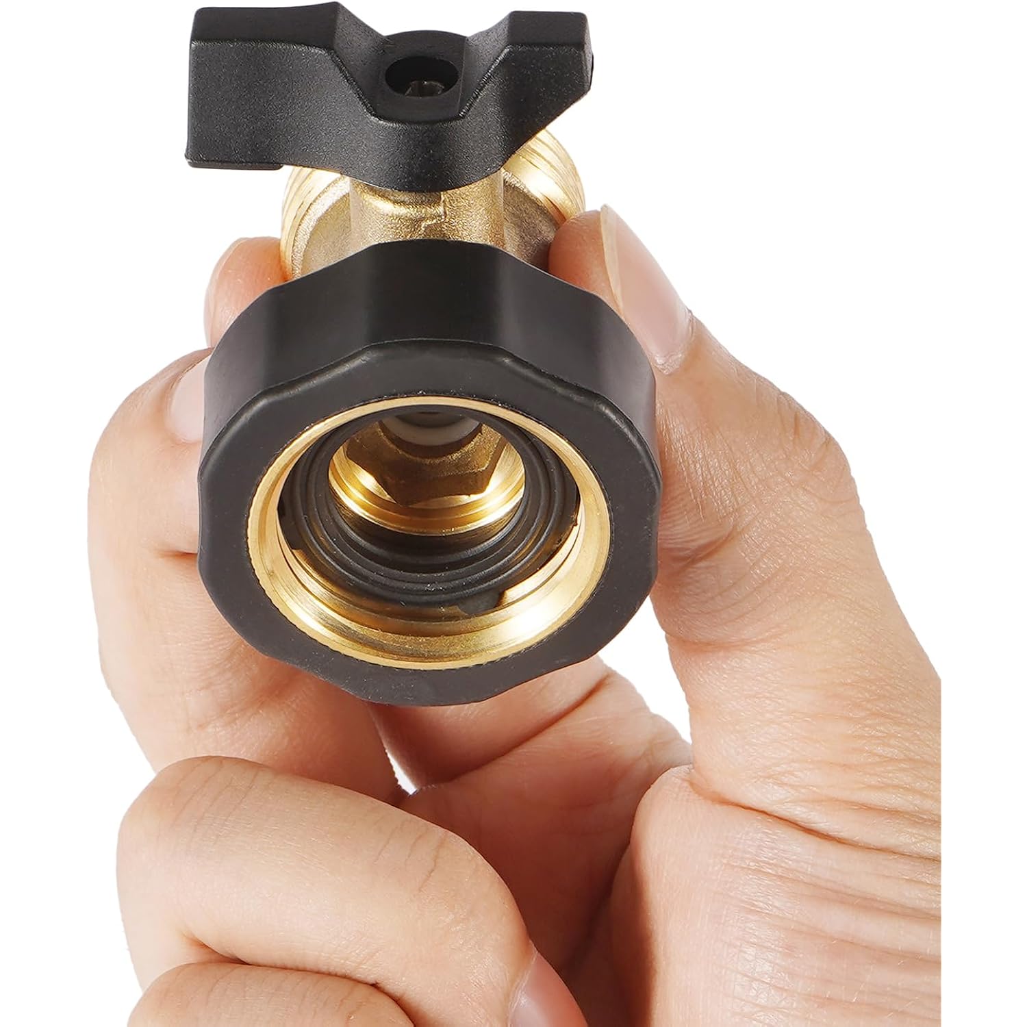 2 Pack Garden Hose Shut Off Valve, Easy Grip Rubber Handle | 3/4" Heavy Duty Solid Brass Fittings Water Hose Shutoff Valve With 4 Pcs Hose Washers