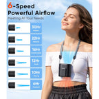 Ai Portable Waist Fan, 6-Speed 15,000Rpm Strong Turbo Airflow, 30H Cooling Battery Powered Personal Fan Rechargeable, Wearable Hands-Free Shirt/Belt/Body Fan For Travel, Work, Outdoor, Gift For Men