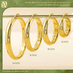 YOUNGYUE 8mm Wide Chunky Gold Hoops 14K Real Gold Plated Hypoallergenic 925 Sterling Silver Hoops Lightweight Big Gold Hoop Earrings for Women 30/40/50/60mm