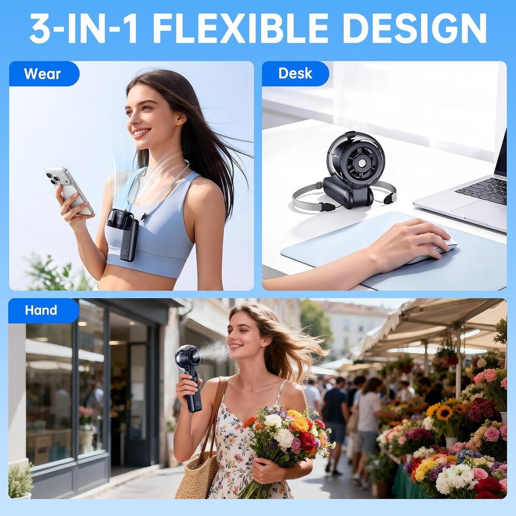 Handheld Misting Fan Portable - Small Personal Mister Fan Blow Cold Air,5000Mah Rechargeable Battery,Water Spray Cooling For Summer Outdoor Travel Beach Lash Makeup,Gifts For Women (Dark Blue)