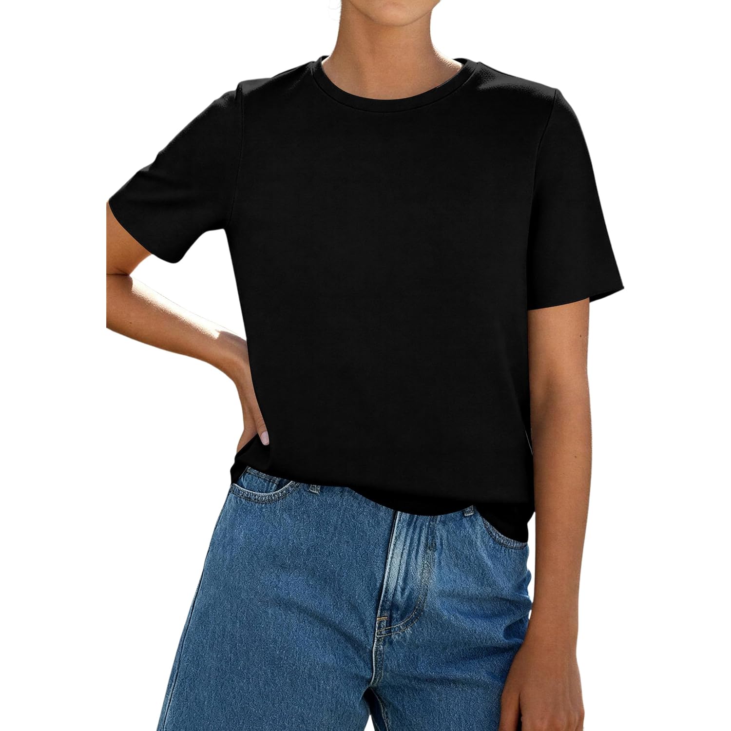 PRETTYGARDEN Womens Short Sleeve Tops Summer 2026 Casual Crewneck Cotton Basic Tee Shirts Fashion Clothing Spring Outfits