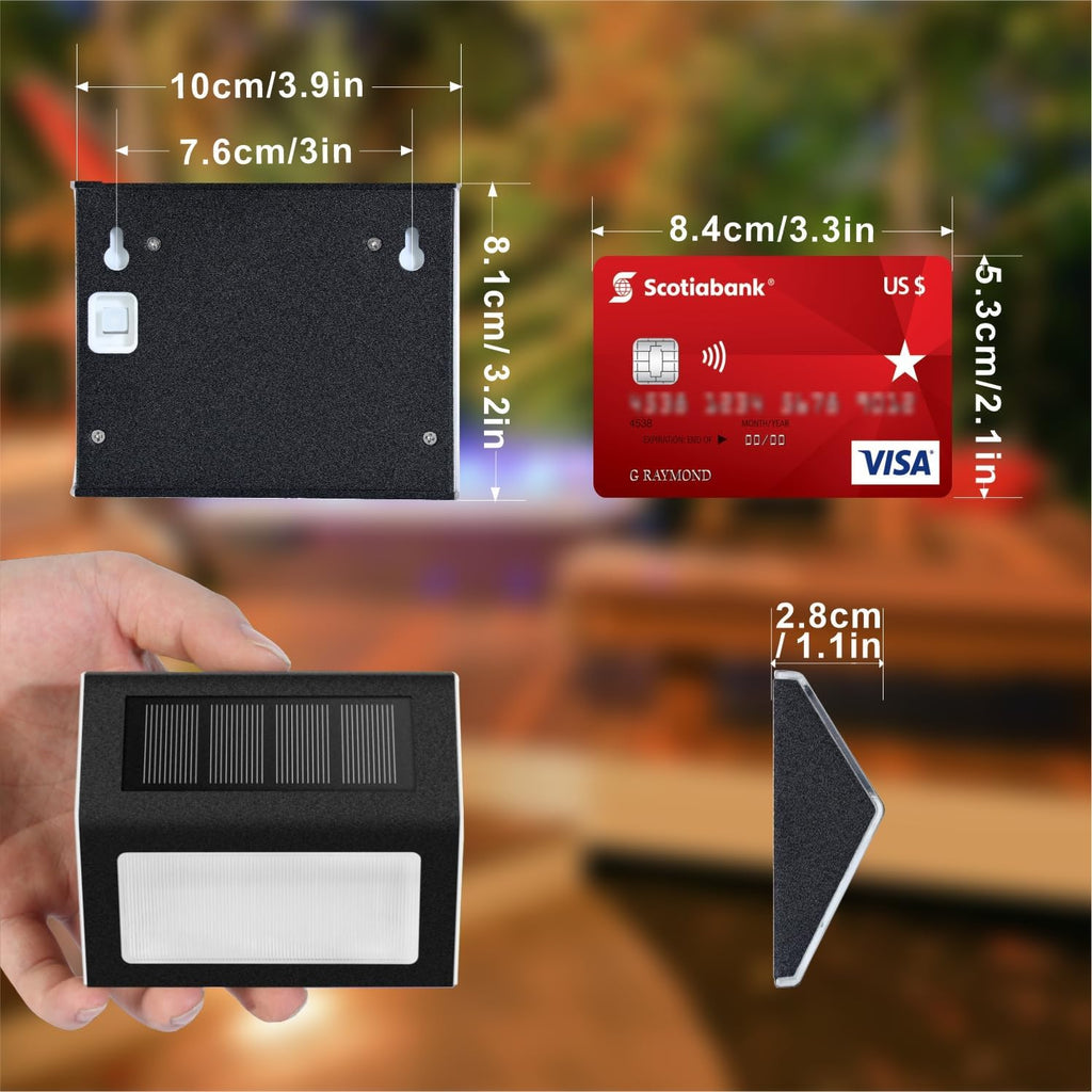 Solar Lights For Steps Decks Pathway Yard Stairs Fences, Led Lamp, Rainproof, Black Metal Housing, 6 Pack