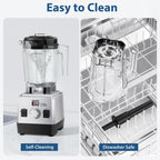 Aeitto Blenders For Kitchen With 68Oz. Jar, 1800W Max Power Smoothie Blender, 3 Preset Programs & 7 Speeds, Professional Countertop Blender For Smoothies, Ice Crush, Frozen Drinks, Silver