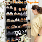 20-30 Pairs Over The Door Shoe Organizer, Clear Pockets Hanging Shoe Storage For Closet, 10-Tier Door Shoes Rack, Handing Shoes Holder Fit All The Family'S Sneakers, Boots, Heels, Black