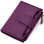 Airkit Small Wallet Women RFID Blocking Soft Leather Bifold Compact Card Holder Wallet for Women with Zipper Coin Pocket 4 ID Window