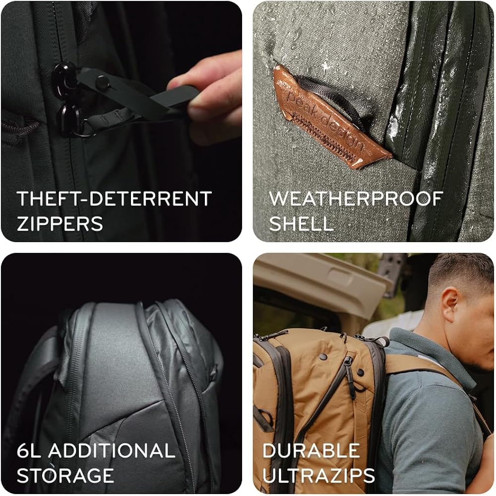 Peak Design Travel Backpack 45L, Black, Expandable 35-45L Design, Rear And Top Access, Weatherproof Shell, Laptop Sleeve, Ideal For Travel Or Everyday Carry, Versatile Backpack For Men And Women