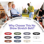 No Show Elastic Belts for Women with Invisible Flat Buckle Stretch Web Strap Belt for Jeans Pants Dresses