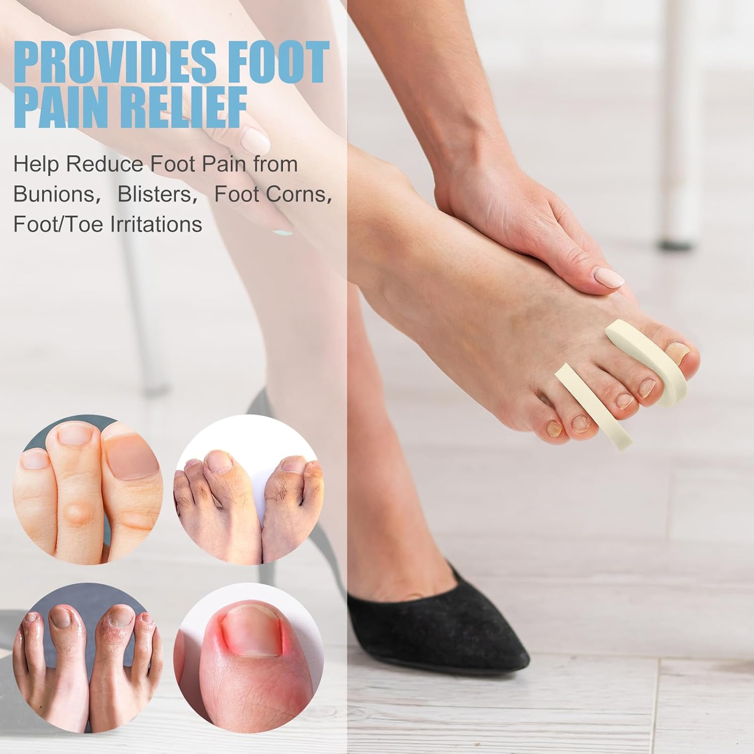 20 Pack Large Foam Toe Spacers Toe Separators for Women Men Relieves Corns Pain From Bunions Toe Overlap Hammer Toe Relief Friction