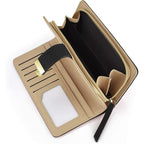 PGXT Women's Wallet Women Credit Card Holder Hollow Leaf Pattern Bifold Leather Lady Long Wallet Purse Zip Birthday Xmas Gifts for Women Girls(Black)
