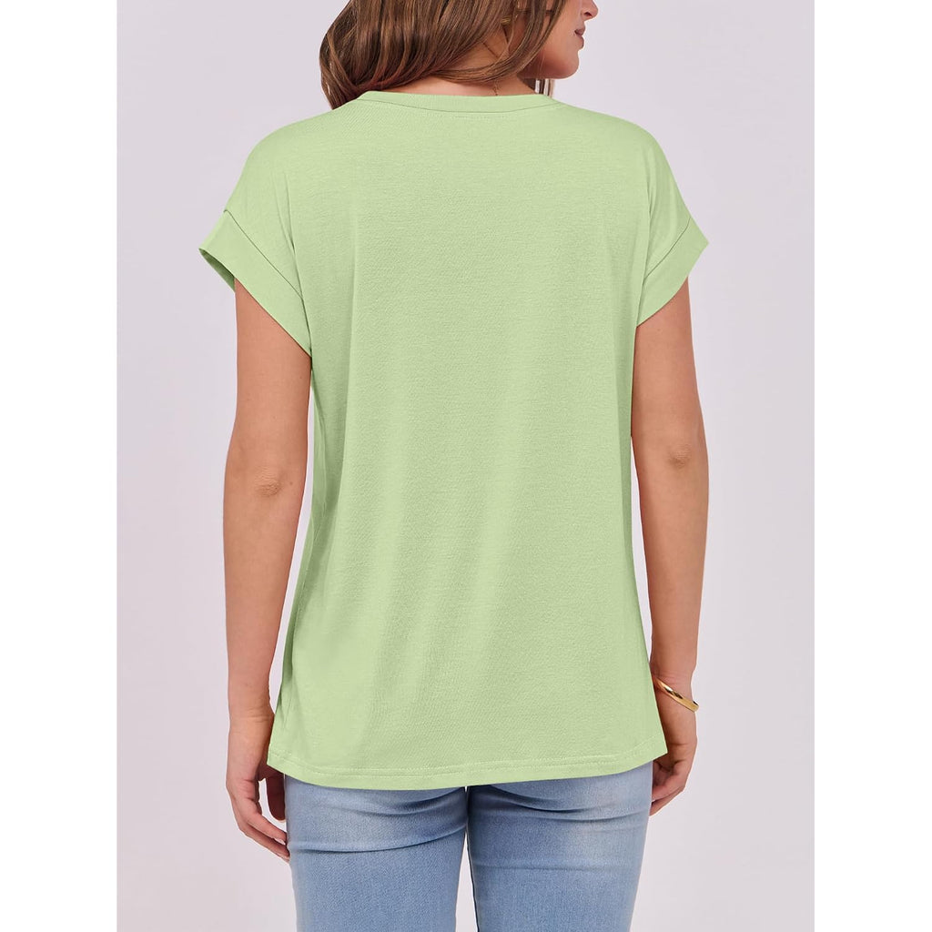Anrabess Womens Tops Summer Cap Sleeve Basic Tee Shirts 2026 Trendy Loose Fit Casual Dressy Business Work Tshirts Clothes