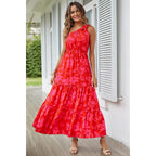 Prettygarden Women'S Summer Floral One Shoulder Maxi Dress Knot Ruffle Boho Beach Vacation Wedding Guest Long Sun Dresses