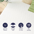 Best Price Mattress 6 inch Twin Mattress Bed-In-A-Box, Green Tea Memory Foam, White