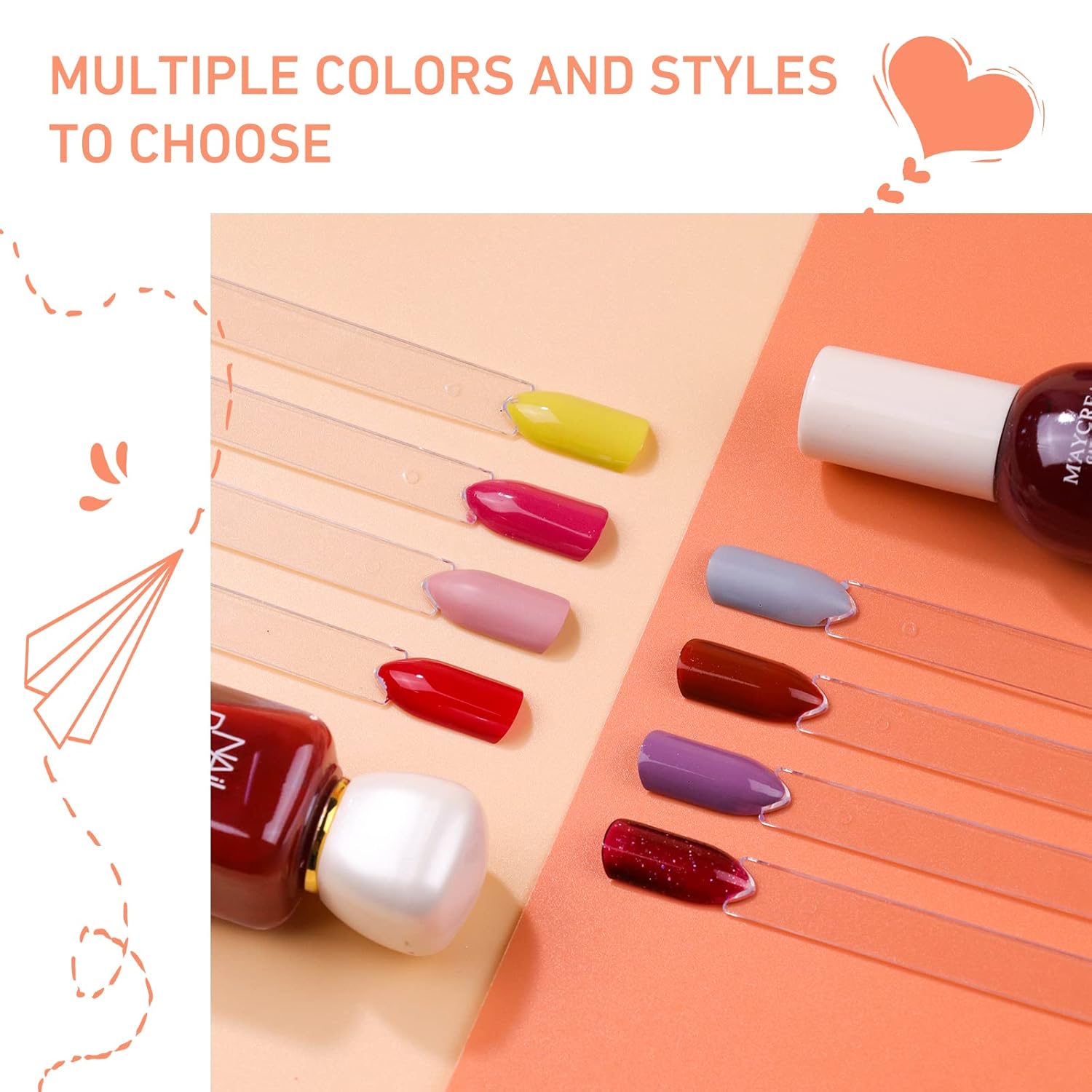 Subay 100pcs Fan-shaped Nail Swatches Sticks with Number Stickers, False Fake Nail Art Tips Sticks Polish Gel Salon Display Practice Tools with Metal Split Ring Holder