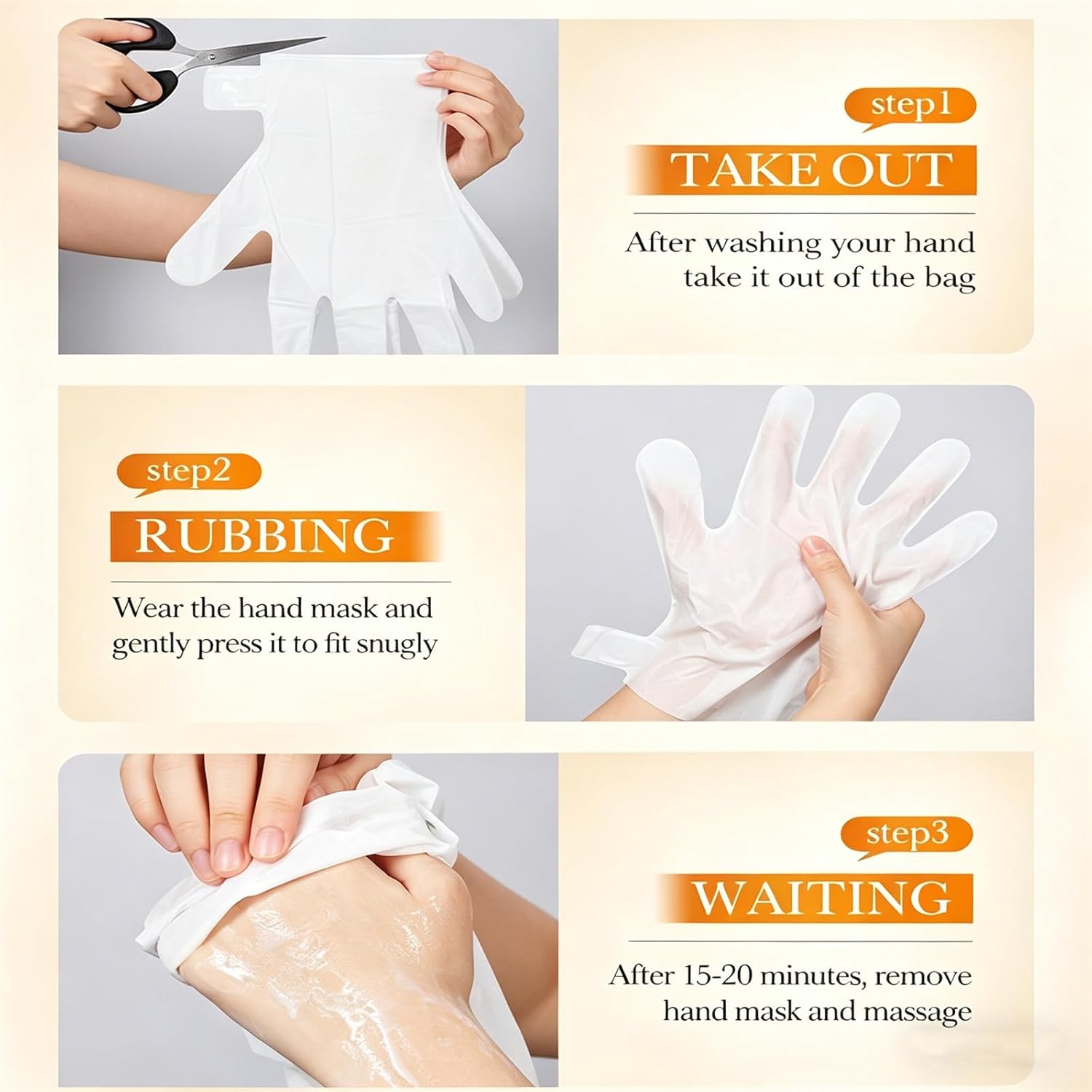 Moisturizing Hand Mask Gloves for Dry Hands, Hydrating Hand Masks 5 Pack, Nourishing Hand Care Treatment with Hyaluronic Acid, Smooth & Soft Skin Feel, Hand Moisturizing Gloves for Home Spa Use
