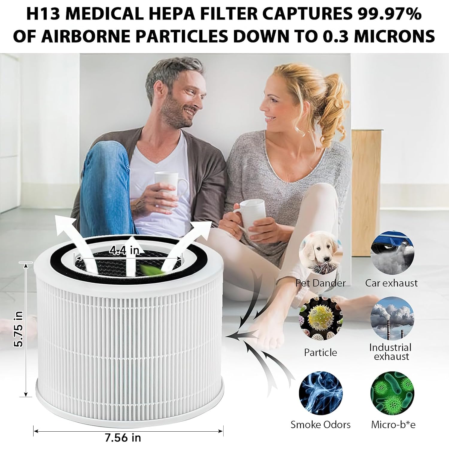 Core 300 Replacement Filter For Levoit Core 300,Core 300S,Core P350,Core300-P, Core 300 Replacement Filter,3-In-1 H13 True Hepa & Activated Carbon Filter, Core 300-Rf,2 Pack