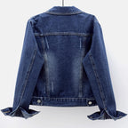 Women'S Basic Long Sleeve Button Down Distressed Denim Jackets Jean Jacket Coat