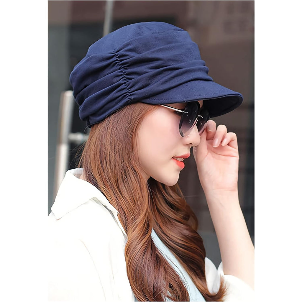 Fashion Hat Cap with Brim Visor for Woman Ladies, Best for Daily Use Dark Blue