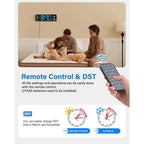 Digital Wall Clock, Digital Clock Large Display With Remote Control, Corded Led Alarm Clocks With Date, Week, Temp, Humidity, Auto Dst, Countdown, For Living Room Bedroom Classroom Office (Blue)