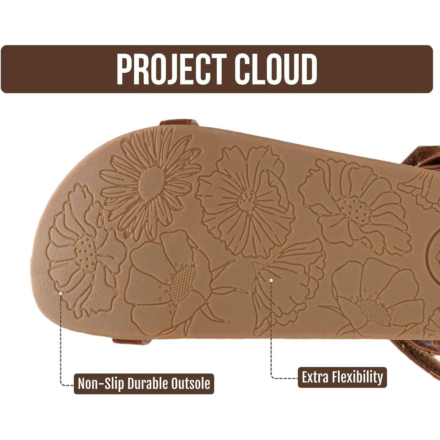 Project Cloud Sandals For Women 2026 - Strappy Adjustable Womens Sandals With Plush Insole - Lightweight & Non Slip Women Footwear - Everyday Wear Womens Slides (Brandy)
