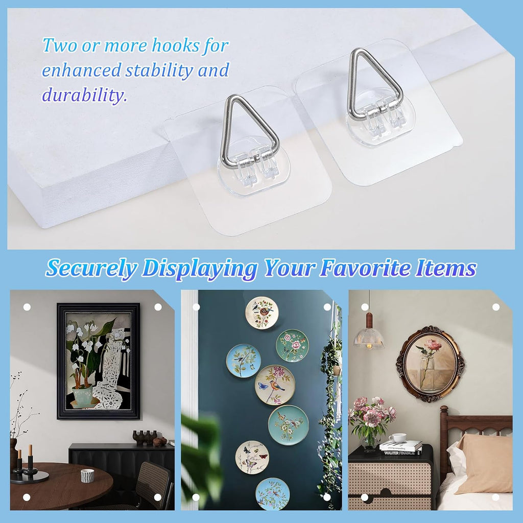 Wall Plate Hangers For Display - Invisible Adhesive Picture Hangers For Wall - Ideal For Hanging Decorative Plates | Photo Frames | Paintings - 2.4 Inch