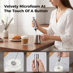 Rechargeable Milk Frother Handheld, Electric Foam Maker With Dual Spring Whisk, 3 Speeds For Coffee, Latte, Matcha, Hot Chocolate, Portable Charging Usb-C Stainless Steel Hand Drink Mixer