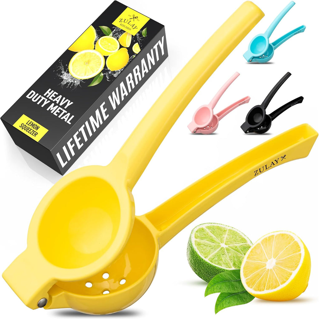 Zulay Kitchen Metal Lemon Squeezer - Handheld Lemon Juicer Squeezer - Easy To Use Citrus Juicer - Manual Press For Extracting The Most Juice Possible - Extracts Every Last Drop