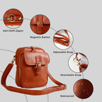 Leather Crossbody Bag For Women,Anti-Theft Messenger Bag With Large Capacity,Built-In Purse Card Slots Shoulder Sling Bag
