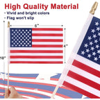 12 Pack Small American Flags - 4X6 Inch Mini Usa Hand Held Stick Flag With Safety Spear Top, 250Th Anniversary, Memorial Day, Outdoor 4Th Of July Decorations, Veteran'S Day Patriotic Decor